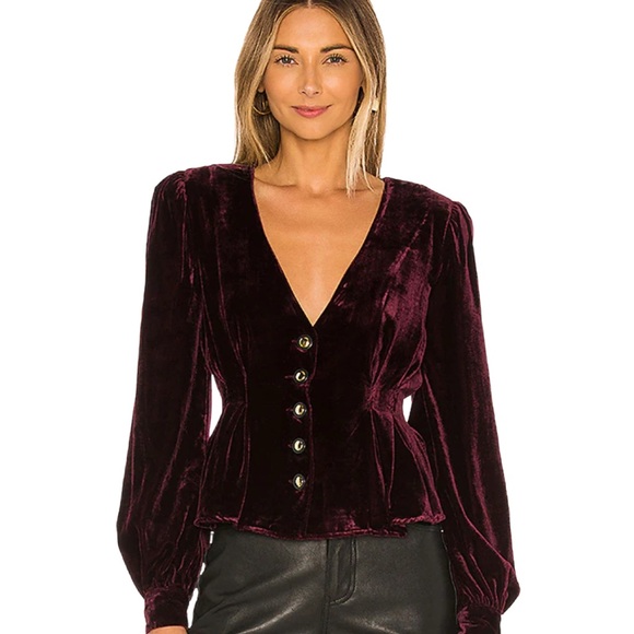 House of Harlow 1960 Tops - House of Harlow 1960 x Revolve Chandra Blouse in Wine